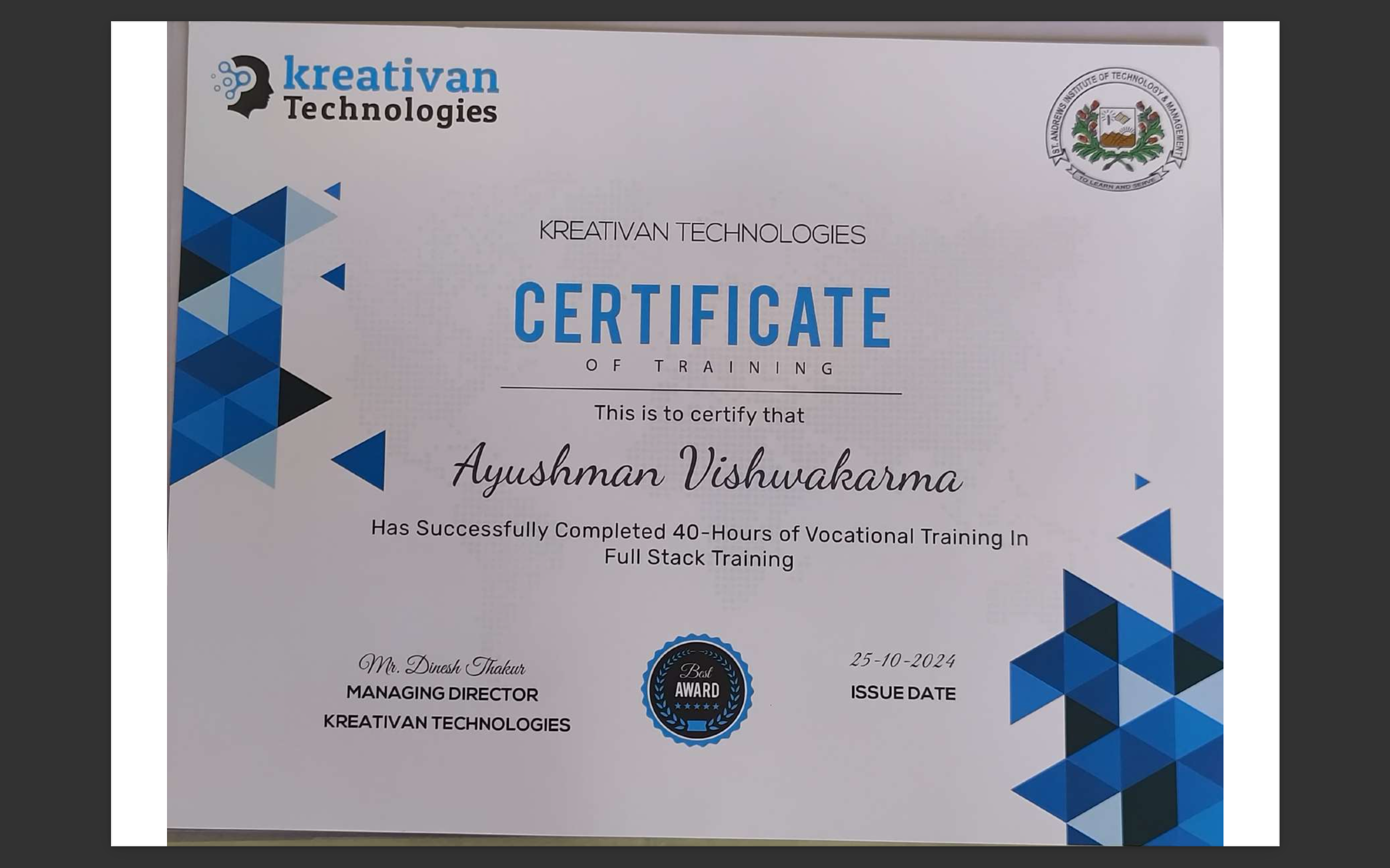 Certificate